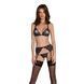 Комплект с открытым доступом Passion DELIENA SET L/XL black, лиф, стринги, пояс для чулок