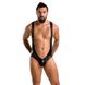 Мужское открытое боди Passion 027 BRUNO L/XL Black, под латекс, на лямках