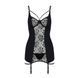 Сорочка приталенная с пажами PAULINE CHEMISE black XXL/XXXL - Passion, трусики