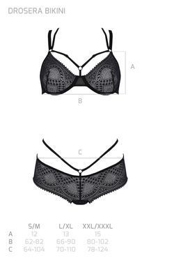 Комплект Passion DROSERA BIKINI black, L/XL, бюстгальтер і трусики-кюлоти