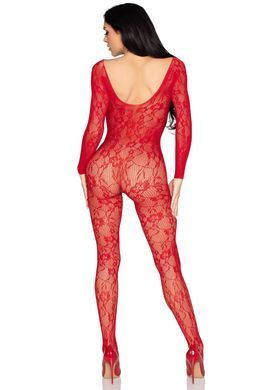 Бодистокинг Leg Avenue Crotchless Fishnet Bodystocking One Size Red