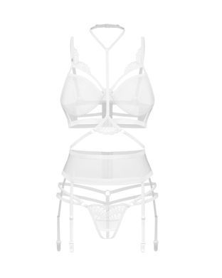 Комплект Obsessive Premisis White 3-pcs crotchless set 2XL/3X