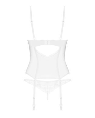 Корсет Obsessive Alissium corset & thong, XS/S, гнучкі кісточки, відкрита спина, стрінги в комплекті