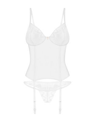 Корсет Obsessive Alissium corset & thong, XS/S, гнучкі кісточки, відкрита спина, стрінги в комплекті