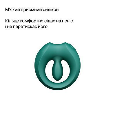 Ерекційне смарт-віброкільце Zalo Apis Turquoise Green, до 4 годин роботи, зарядний кейс