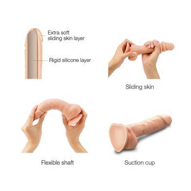 Реалистичный фаллоимитатор Strap-On-Me Sliding Skin Realistic Dildo Vanille XL, эффект подвижной кож