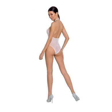 Бодистокинг с декольте Passion BS088 white, имитация корсетной шнуровки