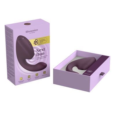 Двойной вакуумный клиторальный стимулятор с вибрацией Womanizer Next Duo - Dark Purple