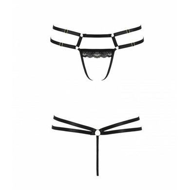Трусики-стринги из стреп с кружевом Passion Exclusive LORRY THONG S/M, black