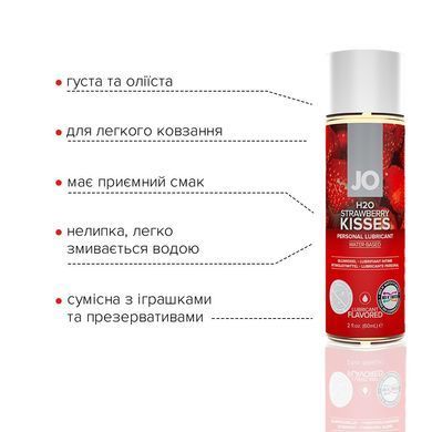 Змазка на водній основі JO H2O &mdash; Strawberry Kiss (60 мл) без цукру, рослинний гліцерин