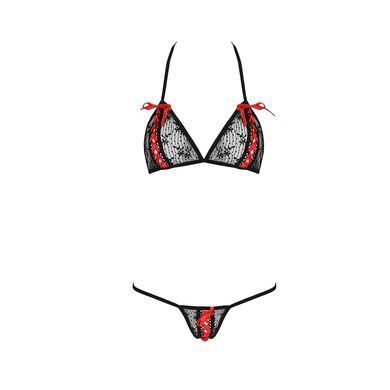 Комплект белья Passion MELISSA BIKINI S/M, black, лиф со шнуровкой и трусики стринги