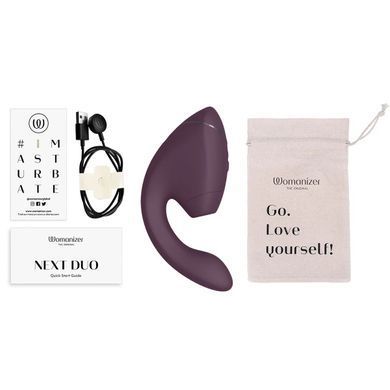 Двойной вакуумный клиторальный стимулятор с вибрацией Womanizer Next Duo - Dark Purple