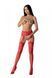 Эротические ажурные колготки-бодистокинг Passion S029 One Size, red, пояс и чулки, с доступом