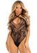 Тедди Leg Avenue Thong teddy with strappy back, One Size, черное, эластичное кружево, низ &mdash; стринги