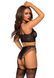 Эротический комплект Leg Avenue Crop top and garter panty Black, топ, трусики с доступом, чулки