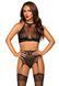 Эротический комплект Leg Avenue Crop top and garter panty Black, топ, трусики с доступом, чулки