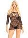Платье-сетка с сердечками Leg Avenue Heart net mini dress Black, завязки, открытые плечи, One Size