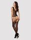 Бодистокинг Obsessive Bodystocking F221 S/M/L, силуэтный цветочный рисунок, имитация чулок