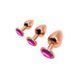 Металева анальна пробка Wooomy Tralalo Rose Gold Metal Plug Magenta M, діаметр 3,4 см, довжина 8 см