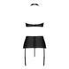 Комплект из эко-кожи с имитацией шнуровки Passion NANCY SET L/XL black, топ, трусики, пояс для чулок