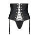 Пояс-корсет из экокожи Passion CELINE SET with Open Bra 6XL/7XL, black, шнуровка, пажи, стринги