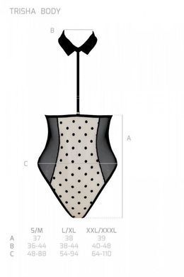 Еротичне боді Passion TRISHA BODY, S/M, beige, з відкритими чашками
