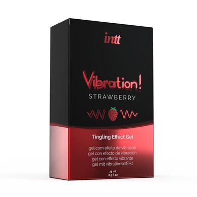 Жидкий вибратор Intt Vibration Strawberry (15 мл), густой гель, очень вкусный, действует до 30 минут