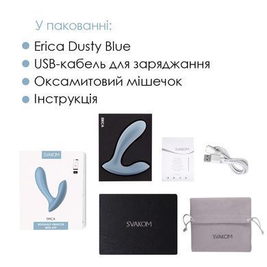 Смарт-вибратор в трусики Svakom Erica Dusty Blue, очень гибкий, 2 мотора