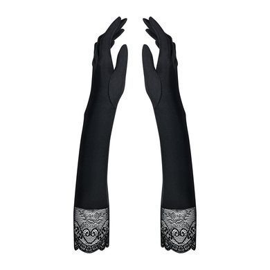 Високі рукавички з каменями та мереживом Obsessive Miamor gloves, black