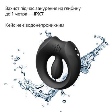 Ерекційне смарт-віброкільце Zalo Apis Obsidian Black, до 4 годин роботи, зарядний кейс