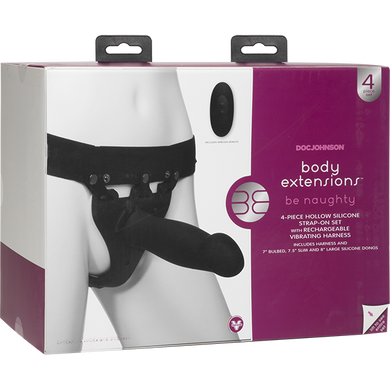 Набор для страпона с вибрацией Doc Johnson Body Extensions - BE Naughty - Black