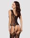 (SALE) Бодістокінг Obsessive Bodystocking F221 XL/XXL, силуетний квітковий малюнок, імітація панчіх