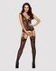 (SALE) Бодістокінг Obsessive Bodystocking F221 XL/XXL, силуетний квітковий малюнок, імітація панчіх