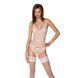 Корсет с пажами, трусики с ажурным декором и открытым шагом Passion URSULA CORSET L/XL, white