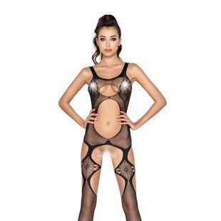 Бодистокинг Passion BS039 black, комбинезон, имитация чулок