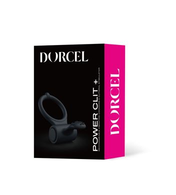 Эрекционное кольцо Dorcel Power Clit Plus с вибрацией, перезаряжаемое, с язычком со щеточкой