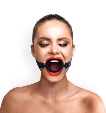 Кляп-расширитель силиконовое кольцо Art of Sex &ndash; Gag Ring, черный, натуральная кожа