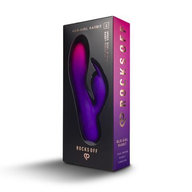 Вібратор-кролик Rocks Off Glo Girl &ndash; Rabbit, 2 мотори, 10 режимів, на батарейках