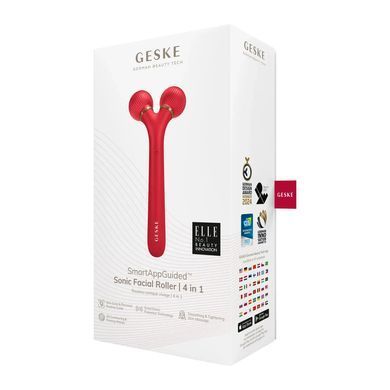Електронний ультразвуковий ролик для обличчя GESKE Sonic Facial Roller 4в1 red