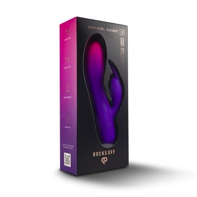 Вібратор-кролик Rocks Off Glo Girl &ndash; Rabbit, 2 мотори, 10 режимів, на батарейках