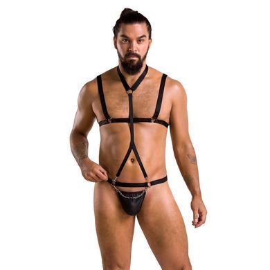Комплект мужского белья из стреп Passion 039 SET ANDREW XXL/XXXL Black, стринги, шлейка