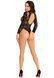Боди Leg Avenue High neck lace bodysuit, One Size, черное, длинный рукав, стринги, цветочный рисунок