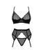 Комплект Obsessive Chemeris 3-pcs set XL/2XL, стрінги, пояс для панчіх, бюстгальтер
