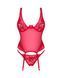 Прозорий корсет Obsessive Lacelove corset XS/S Red, мереживо, підв&rsquo;язки для панчіх