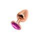 Металлическая анальная пробка Wooomy Tralalo Rose Gold Metal Plug Magenta S диаметр 2,8см, длина 7см
