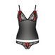 Комплект білизни Passion MELISSA SET L/XL, black, ліф-сорочка зі шнурівкою і трусики