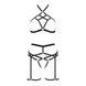 Комплект белья Passion Exclusive MORGAN SET OpenBra S/M, black, стрэпы, трусики, лиф, пояс