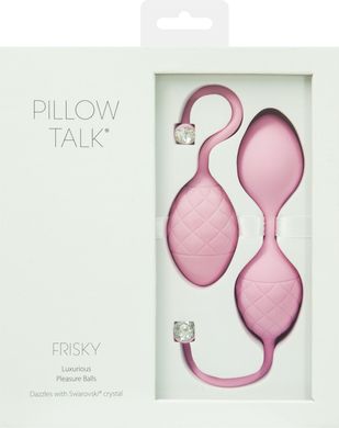 Роскошные вагинальные шарики PILLOW TALK - Frisky Pink с кристаллом, диаметр 3,2см, вес 49-75гр