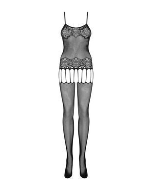 Бодістокінг Obsessive Bodystocking F235 S/M/L, тонкі підв&rsquo;язки, ніжний декор, сіточка