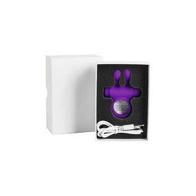 Эрекционное виброкольцо S Pleasures Premium Rabbit Ring фиолетовое, со съемной вибропулей и ушками